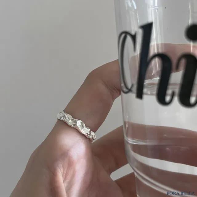 【Porabella】S925純銀 不規則紋理戒指|幾何型指環 開口可調節 告白生日情人節禮物推薦 rings