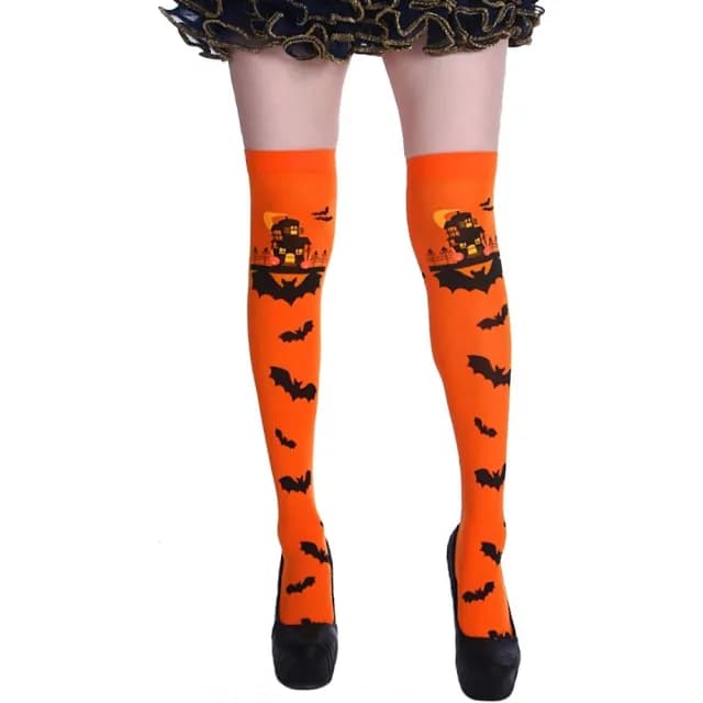 【橘魔法】萬聖節 過膝造型絲襪(襪子 黑絲襪 膝上襪 角色扮演 裝扮 表演 大人 尾牙 大童 兒童 童襪 童裝)