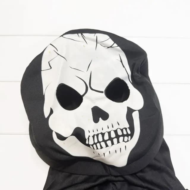 【橘魔法】地獄死神夜光骷髏人長袍 附手套(略有製作痕跡)(萬聖節 角色扮演 道具 變裝 童裝 男童 兒童)
