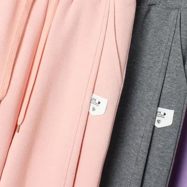 【橘魔法】皮革小標籤車線縮口長褲(大童 女童 運動褲 棉褲 縮口褲 褲子 童裝 兒童)