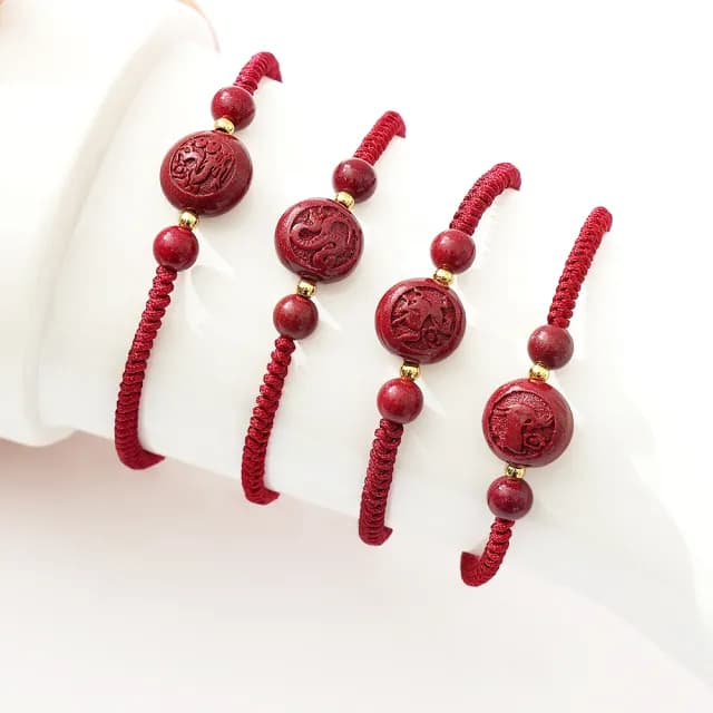 【雨揚】本命生肖平安紫金硃砂紅線手鍊(12款任選)(轉運/除穢)