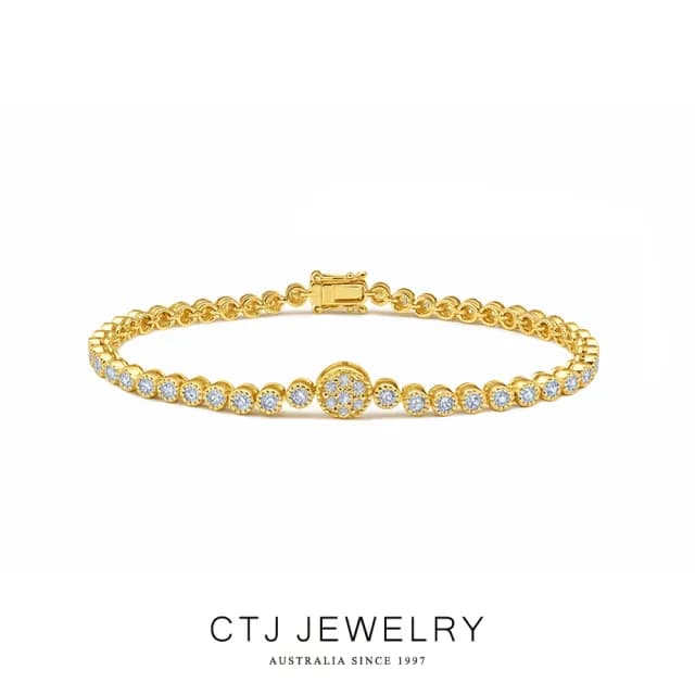 【CTJ】歡慶雙11!天然鑽石 1克拉 黃K金 滿鑽 鑽石手鍊(鑽石閃耀時刻 只為摯愛的妳)