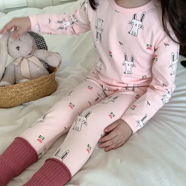 【橘魔法】滾邊滿印磨毛居家服套裝(薄長袖 長褲 睡衣 中性款 男童 女童 中童 大童 套裝 兒童 童裝)