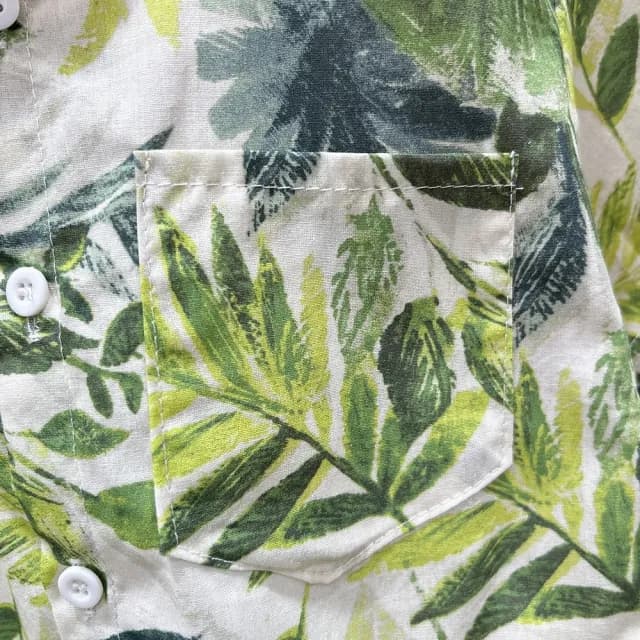 【橘魔法】樹葉沙灘花襯衫(短袖襯衫 夏威夷襯衫 海島國家 沙灘 海邊 男童 童裝 中童 兒童)