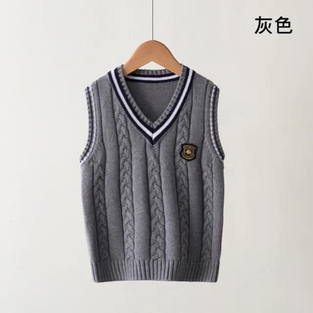 【橘魔法】英倫學院風針織V領(背心 毛線背心 毛衣 針織 外搭 女童 兒童 童裝 男童 針織毛衣)