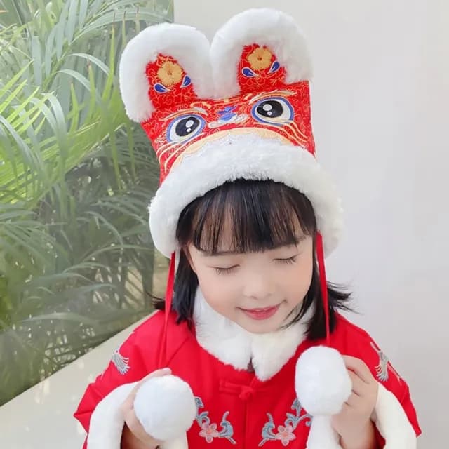 【橘魔法】毛絨傳統虎頭帽(虎帽 舞龍舞獅 醒獅帽 抓週 周歲 道具 抓週帽 帽子 新年 男童 女童 兒童 童裝)