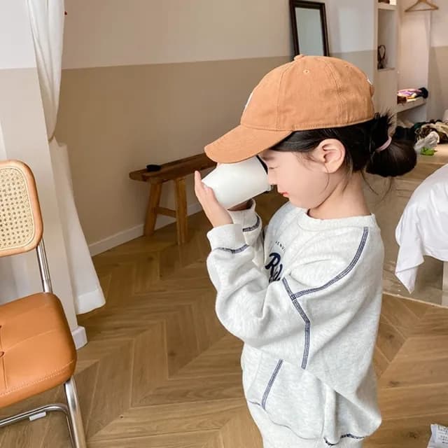 【橘魔法】反車線字母印花長袖套裝(長袖上衣 長褲 棉褲 運動 大童 兒童 男童 女童 中性款 童裝)