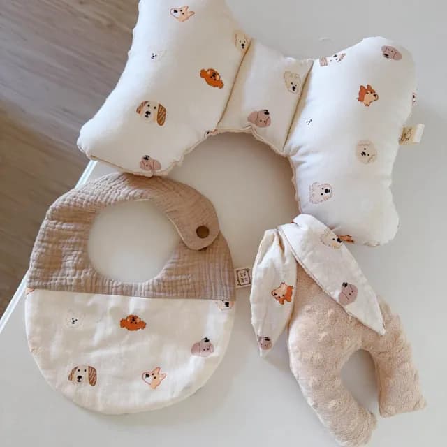 【Lianne baby】台灣手作汪星探險蝴蝶枕圍兜樂豆兔(滿月禮 收涎禮物 週歲禮 彌月禮盒)