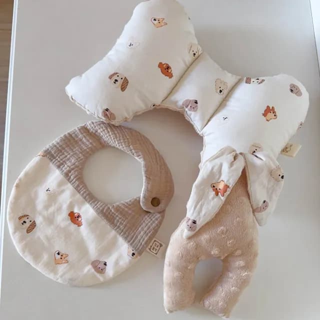 【Lianne baby】台灣手作汪星探險蝴蝶枕圍兜樂豆兔(滿月禮 收涎禮物 週歲禮 彌月禮盒)