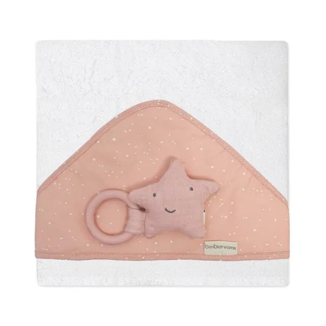 【bimbidreams 奇哥】★網購獨家★竹纖維連帽浴巾+星星固齒器禮盒 75x75cm(寶寶新生兒禮 滿月禮 彌月禮)