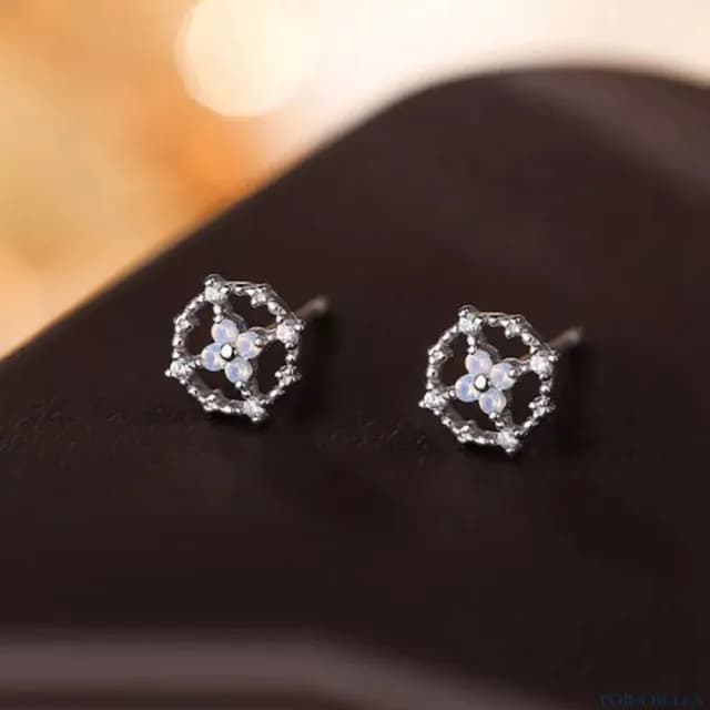 【Porabella】S925純銀 十字圓圈耳釘|四葉草耳骨釘 生日情人節禮物推薦| 附贈精美包裝 Earrings