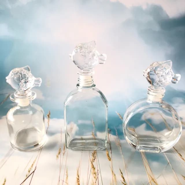 【A-ONE 匯旺】擴香瓶 小魚造型瓶蓋 100ml 永生花玻璃 浮游花圓瓶 漂浮瓶 許願瓶 斜肩瓶