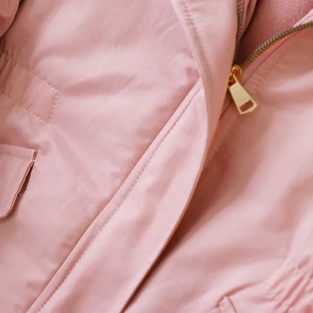 【橘魔法】亮色縮腰毛毛領連帽長袖外套(棉絨 刷毛 風衣 大衣 外套 大童 厚外套 女童 兒童 童裝)