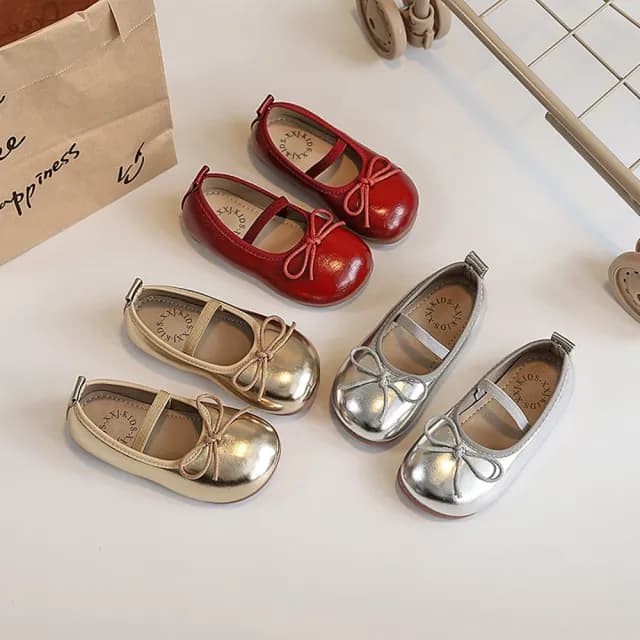 【橘魔法】圓頭亮面蝴蝶結公主鞋(娃娃鞋 鞋子 女童 兒童 童裝 童鞋 皮鞋 表演 禮服 婚禮 生日 萬聖節)