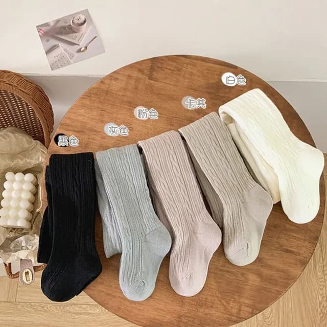 【橘魔法】加絨純柔和色單直條褲襪(連褲襪 大童 褲襪 襪子 內搭褲 厚 刷毛 厚款 女童 兒童 童襪 童裝 保暖)