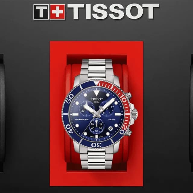【TISSOT 天梭 官方授權】Seastar 1000 海洋之星300米潛水計時手錶 禮物 送禮 推薦(T1204171104103)