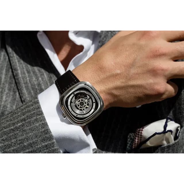 【SEVENFRIDAY】P1 解構世界自動上鍊機械錶-銀x黑 送禮 禮物 推薦(P1B)