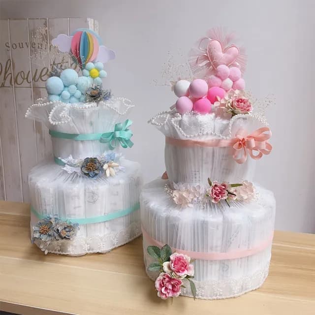 【OSTARA FLORIST 奧斯塔拉花藝】彌月尿布蛋糕花禮 男女款附卡片(花禮、彌月蛋糕、尿布、寶寶、幫寶適)