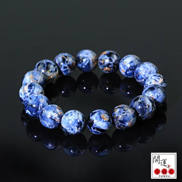 【開運方程式】納比亞高火彩藍彼得石手珠12mm(頂級藍彩水晶手鍊)