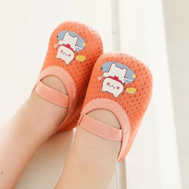 【橘魔法】Q版動物膠印透氣網眼室內鞋襪(防滑膠點 止滑 地板襪 襪子 室內鞋 兒童 童襪 童裝 男童 女童)