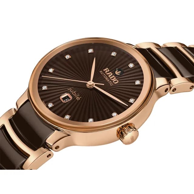 【Rado 雷達表 官方授權】Centrix 廣告款 晶萃真鑽陶瓷機械女錶-棕/30.5mm R03(R30019732)