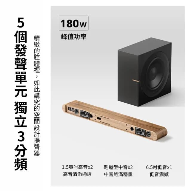 【小米有品】BINNIFA重低音家庭劇院音響 Live-2S升級版(音響 藍牙音響 喇叭 木質音響)