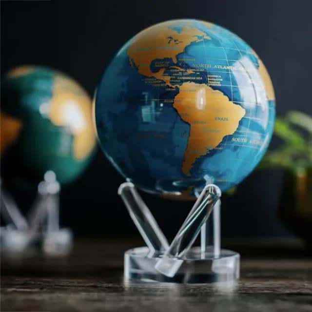 【MOVA】光能地球儀 藍色與金色 Blue and Gold 4.5英吋(居家擺設.精緻送禮.轉運.紀念日.生日)