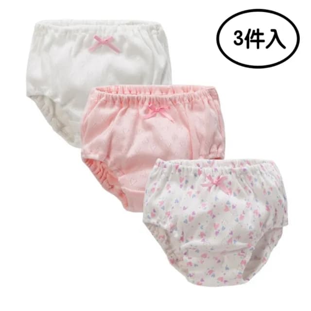 【橘魔法】(3件一組)愛心緹花網眼棉質純棉三角內褲(屁屁褲 居家 內褲 內著 女童 大童 童裝 兒童)