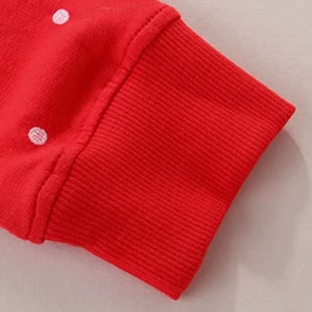 【橘魔法】點點雪人插肩毛圈棉長袖上衣(衛衣 薄長袖 聖誕服裝 聖誕節 耶誕節 大紅 過年 女童 兒童 童裝)