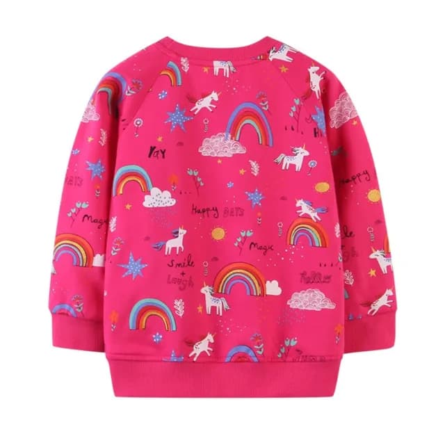 【橘魔法】彩虹獨角獸插肩長袖上衣(衛衣 薄長袖 長袖上衣 女童 兒童 童裝 中童 大童)