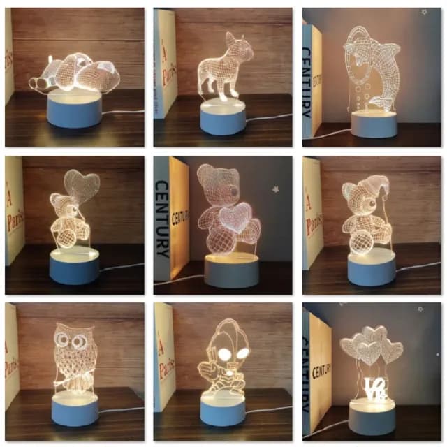 【A-ONE 匯旺】壓克力造型小夜燈 貓頭鷹生日 女友 情人節 公司禮物 贈品 星球小夜燈 壓克力底座