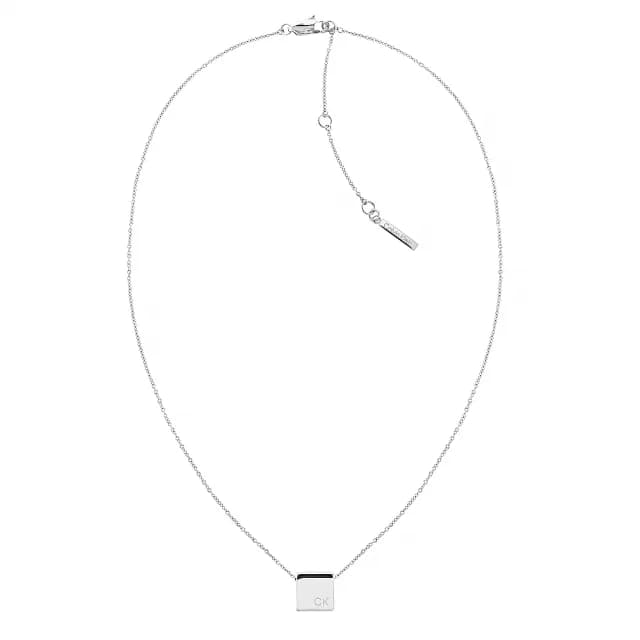 【Calvin Klein 凱文克萊】CK Geometric 方型墜子項鍊-銀 母親節 送禮 禮物(35000247)