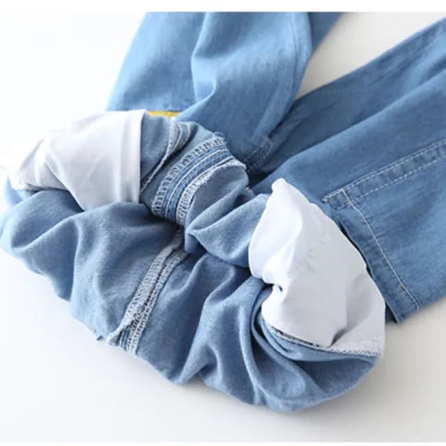 【橘魔法】側邊口袋天絲棉薄款牛仔褲(防蚊褲 薄長褲 空調褲 長褲 褲子 縮口褲 男童 兒童 童裝)