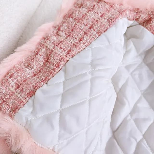 【橘魔法】粉嫩氣質名媛毛邊毛尼長袖外套+窄裙(套裝 外套 裙子 短裙 小香風 女童 童裝 兒童)