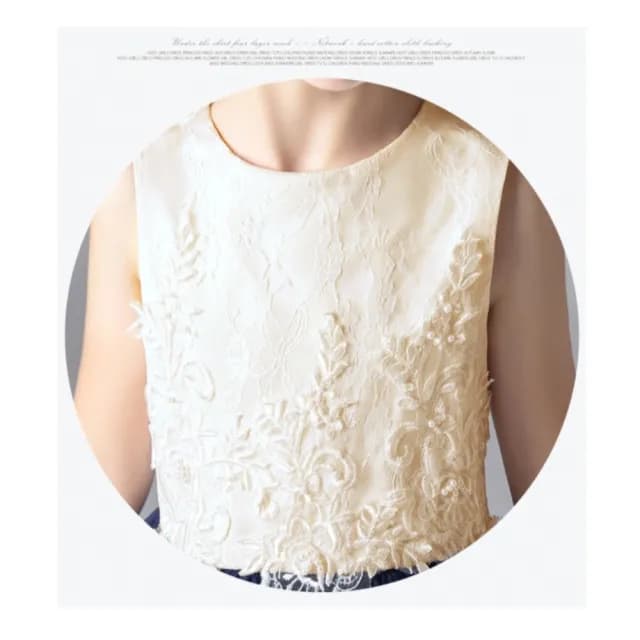 【橘魔法】刺繡珍珠蕾絲拼接深藍長裙禮服(花童 畢業 澎澎裙 全家福 婚禮 紗裙 女童 童裝)