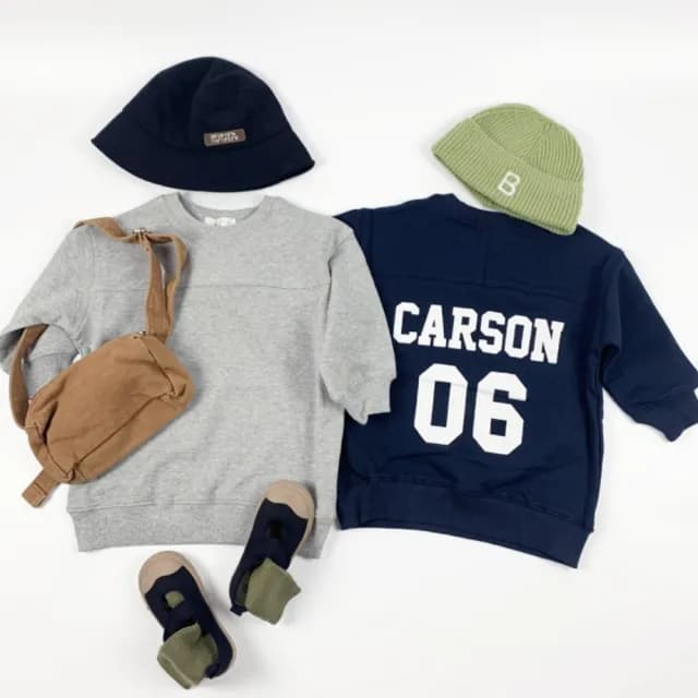 【橘魔法】背後字母數字印花長版上衣(小孩賣場)(長版衛衣 長袖上衣 大童 女童 親子裝 兒童 童裝)