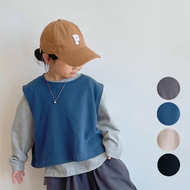 【橘魔法】波紋寬版針織背心(毛衣 針織 外搭 大童 兒童 童裝 中性款 男童 女童)