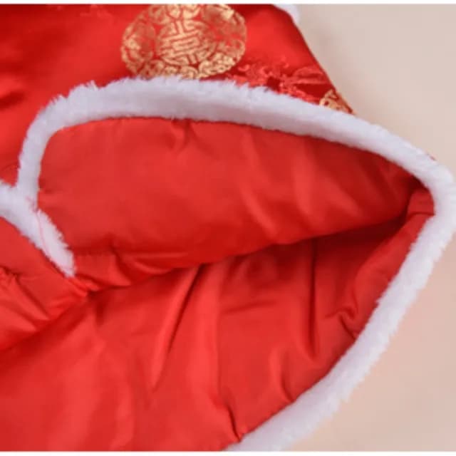 【橘魔法】新年毛毛領刺繡龍鳳背心(新年 過年 喜宴 大紅 背心 中國風 唐裝 旗袍背心 男童 女童 兒童 童裝)