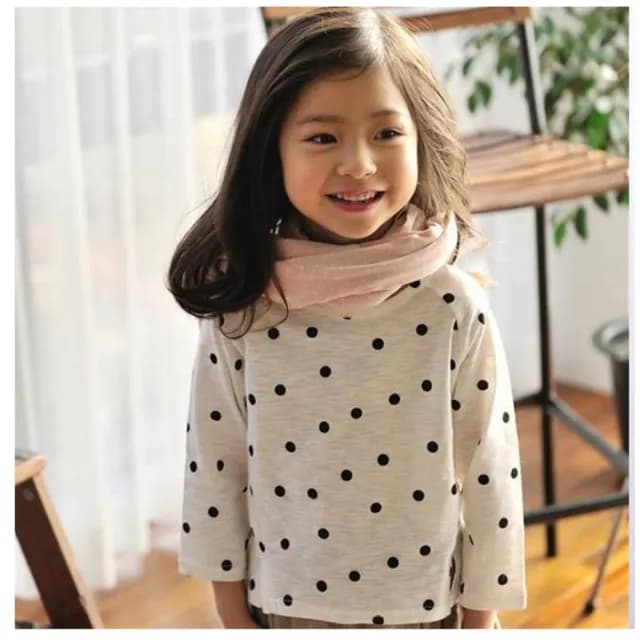 【橘魔法】水洗竹節棉點點長袖上衣(小開岔棉T 中性款 薄長袖 童裝 兒童 女童)
