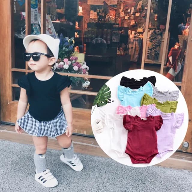 【橘魔法】超好搭純色小飛袖包屁衣(連身衣 嬰幼兒 寶寶 女童 兒童 小童 童裝)