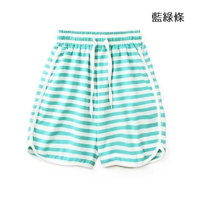 【橘魔法】大童 條紋滾邊短褲(褲子 五分褲 棉褲 中褲 中性款 男童 女童 中童 童裝)