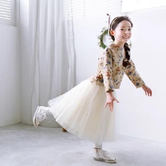 【橘魔法】森林系中長澎澎紗裙(裙子 半身裙 澎澎裙 中長紗裙 表演 禮服 大童 女童 兒童 童裝)