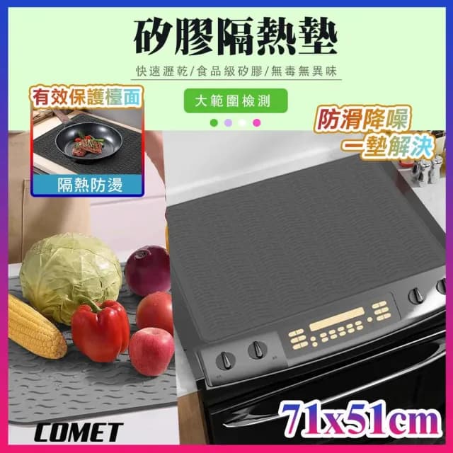 【COMET】71cm加大加厚矽膠瀝水隔熱墊(廚房餐具瀝水墊 餐墊 瀝水墊 防滑墊 隔熱墊 瀝水置物墊/S71)