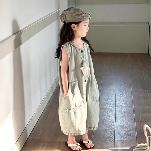 【橘魔法】復古淺刷白牛仔背帶褲(褲子 牛仔褲 背帶褲 男童 女童 中性款 童裝 兒童)