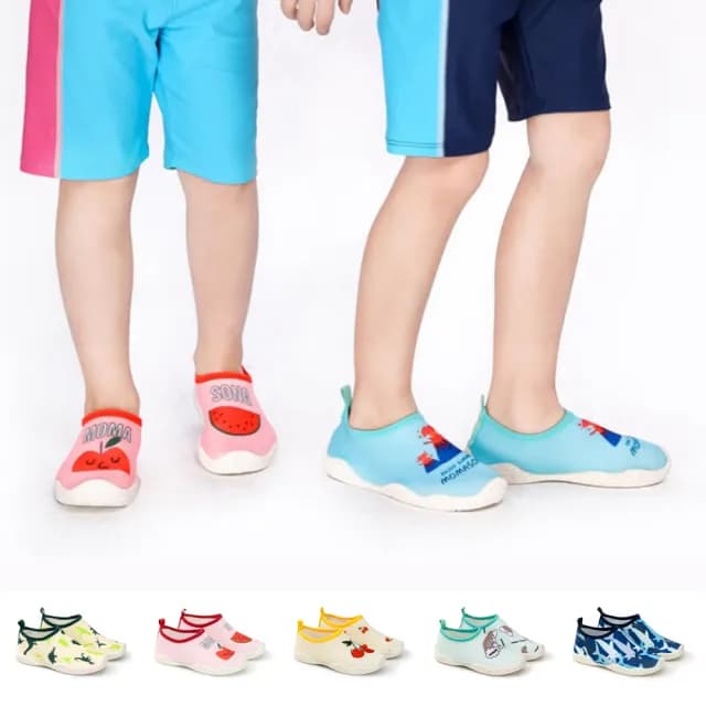 【橘魔法】彈性滾邊膠底排水防滑套鞋(沙灘鞋 鞋子 淺水鞋 溯溪鞋 浮淺鞋 男童 女童 童鞋 童裝)