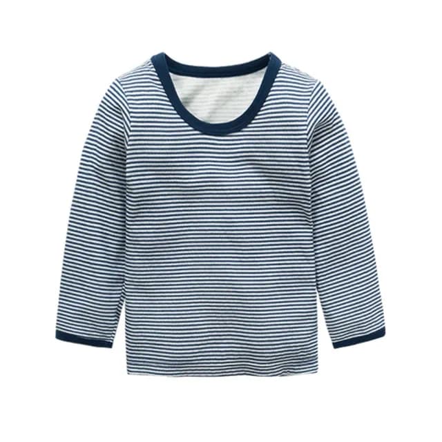 【橘魔法】(3件1組)條紋船錨雙層緹花 套裝(長袖上衣 褲子 內衣 長褲 居家服 男童 兒童 衛生衣 童裝)