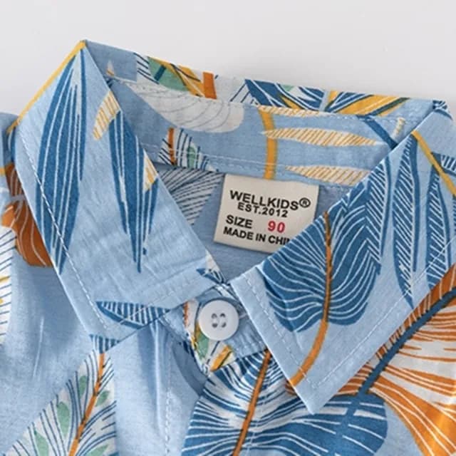 【橘魔法】度假風短袖花襯衫(短袖襯衫 短袖上衣 薄襯衫 涼感 男童 童裝 中童 兒童)