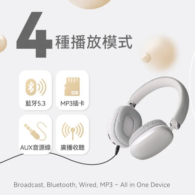 【DTAudio】T10 耳罩式藍芽耳機(MP3插卡、Hi-Fi音質、20 小時超強續航)