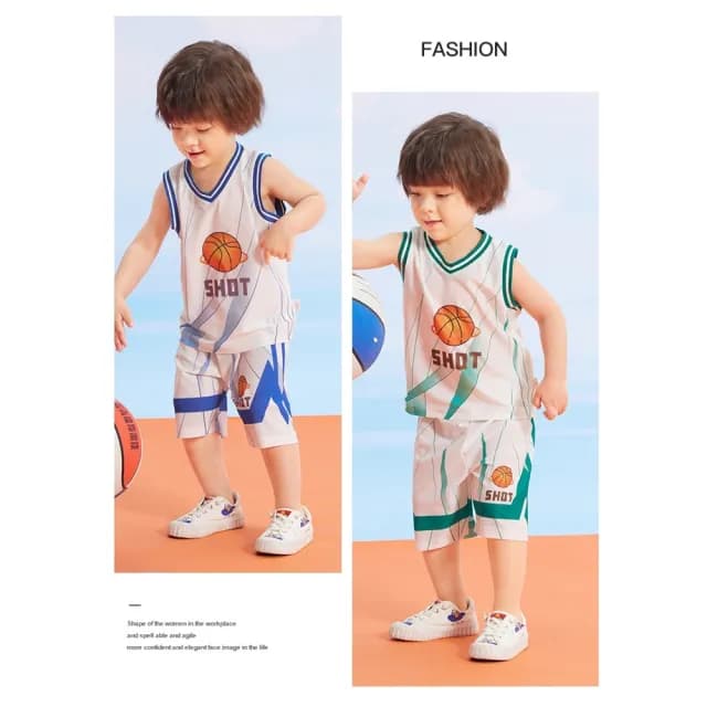 【橘魔法】透氣洞洞流線籃球套裝(無袖背心 短褲 褲子 運動服 透氣 童裝 男童 兒童)