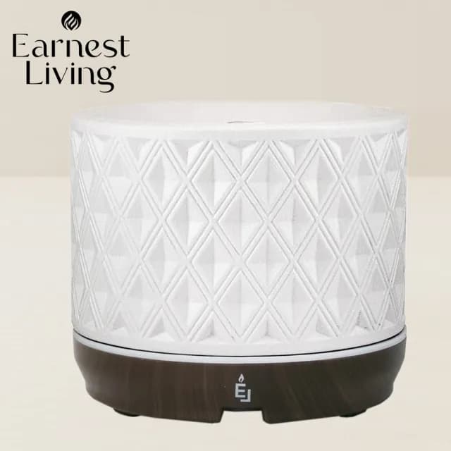 【Earnest Living】織光系列 陶瓷香氛機 500ml(加濕器/薰香機/香氛機/精油燈/水氧機)
